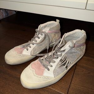 Golden Goose Women's Midstar Sneaker in Silver/ Pink/ Ice/ Zebra